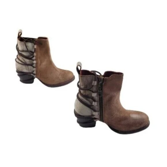 Bed Stu Blaire Leather Ankle Booties Women's 6.5 Tan Rustic Lace-Back Boots - Picture 5 of 11